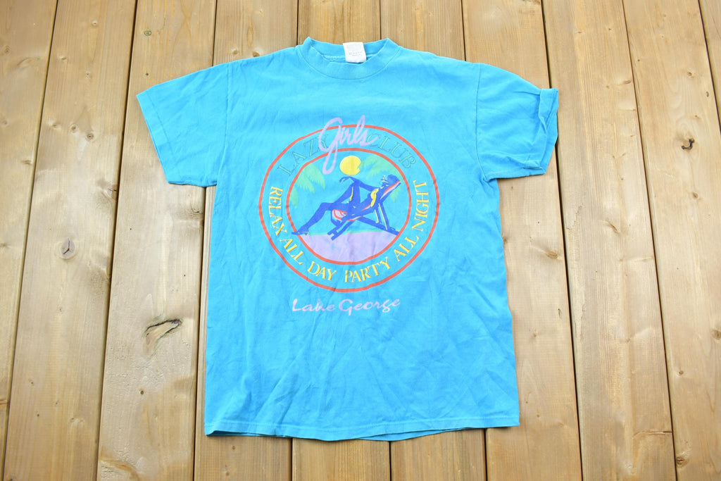 Vintage 1990s Lake George Lazy Girls Club Souvenir Party T-Shirt