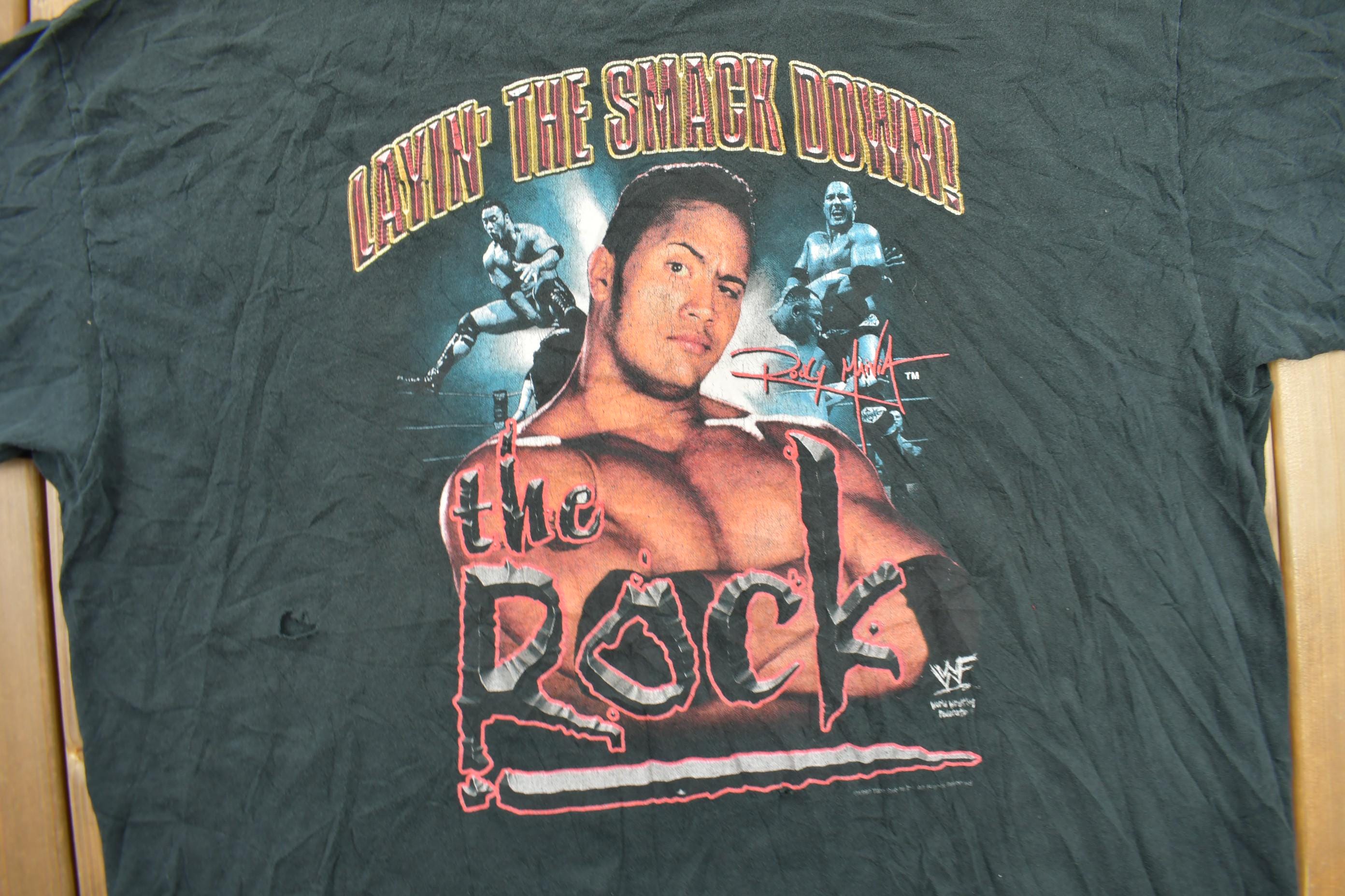 Vintage 1998 The Rock Layin' The Smack Down Graphic T-Shirt