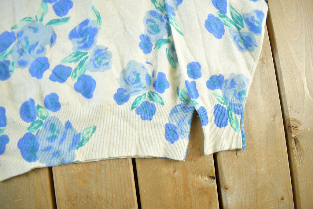 Vintage 1980s Fennwright & Manson Floral Knit Sweater Women's S