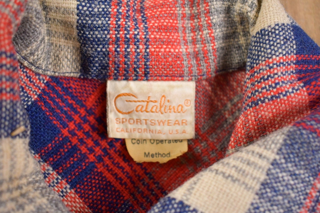 Vintage 1960s Catalina Plaid Button Up Sweater And Bell Bottom Pants  Made in USA  American Vintage  Streetwear Fashion  Vintage Pants