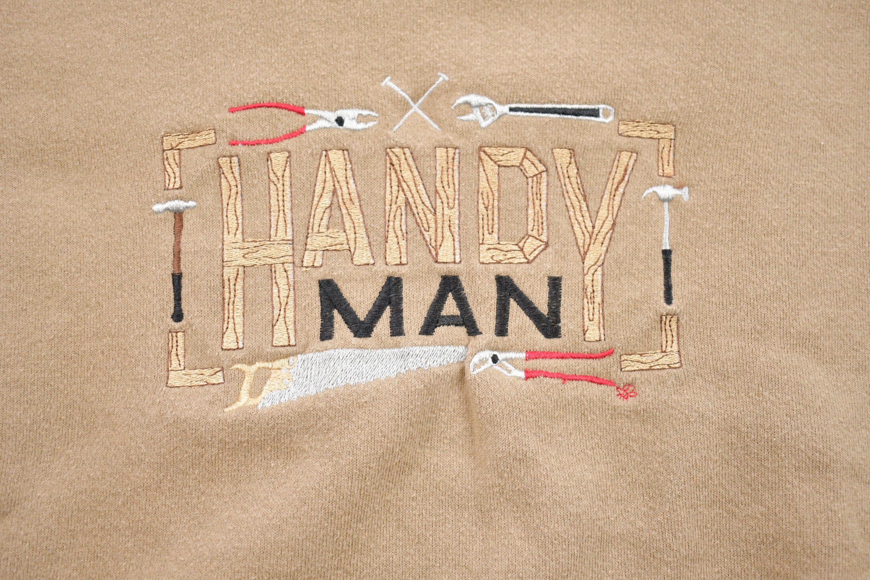 Vintage 1990s Handy Man Tool Theme Crewneck Sweatshirt