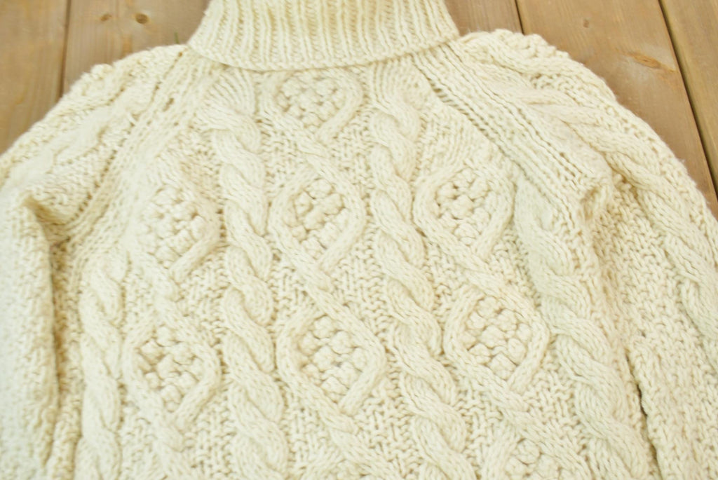 Vintage 1990s Hand Knit Cable Knit Sweater