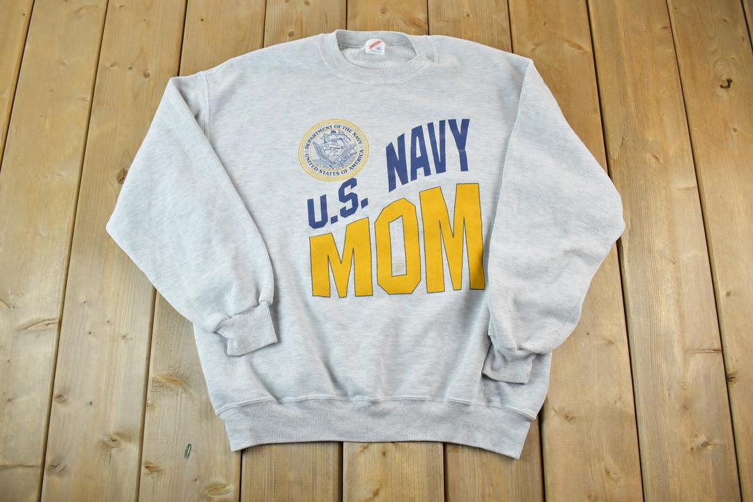 Vintage Navy Mom Military Crewneck Sweater