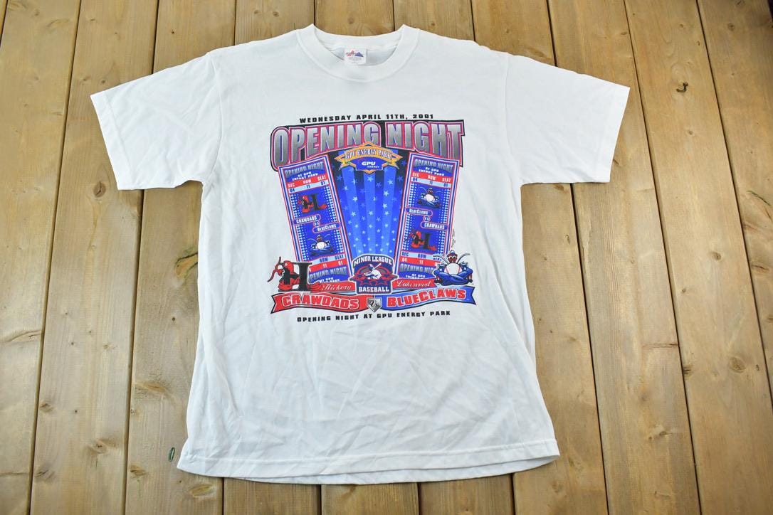 Vintage 2001 Crawdads Baseball Opening Night Collegiate T-Shirt /