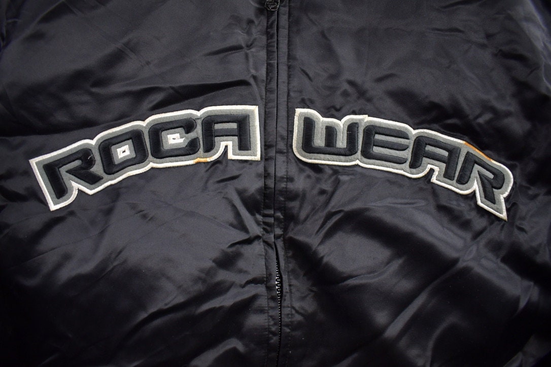 Vintage 2000s Rocawear Embroidered Zip Up Satin Jacket Size 2XL