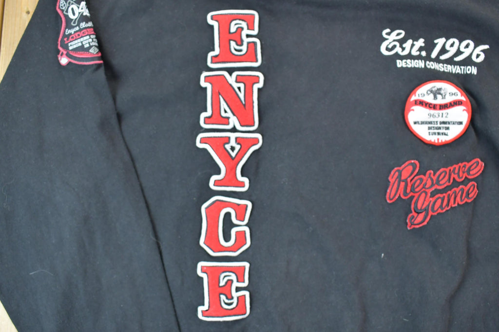 Vintage 1990s ENYCE Crazy Patchwork Crewneck Sweatshirt  90s Crewneck  Made In USA  Streetwear  Embroidered Streetwear