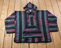 Vintage 1990s San Patricio Striped Knit Poncho Blanket Hoodie