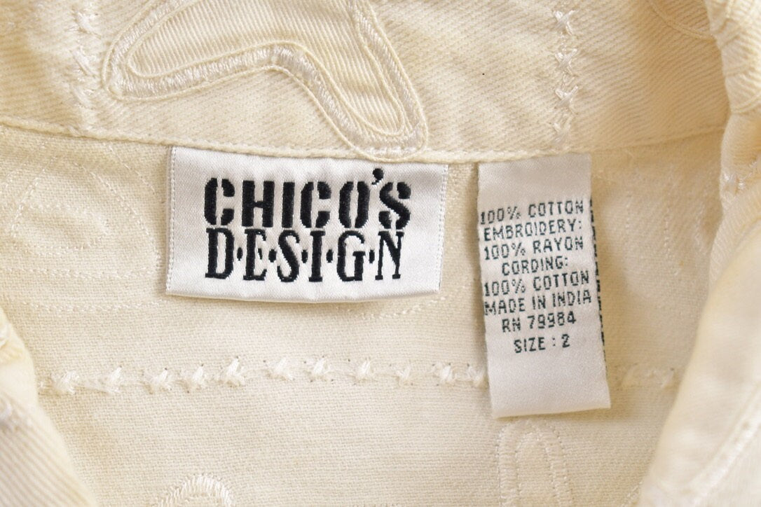 Vintage 1990s Chico's Design Ocean Fish Theme Embroidered Jacket