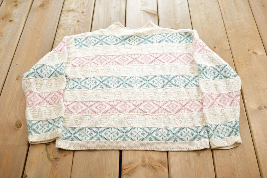 Vintage 1980s Willow Ridge Cozy Grandma Knit Crewneck Sweater Made In USA