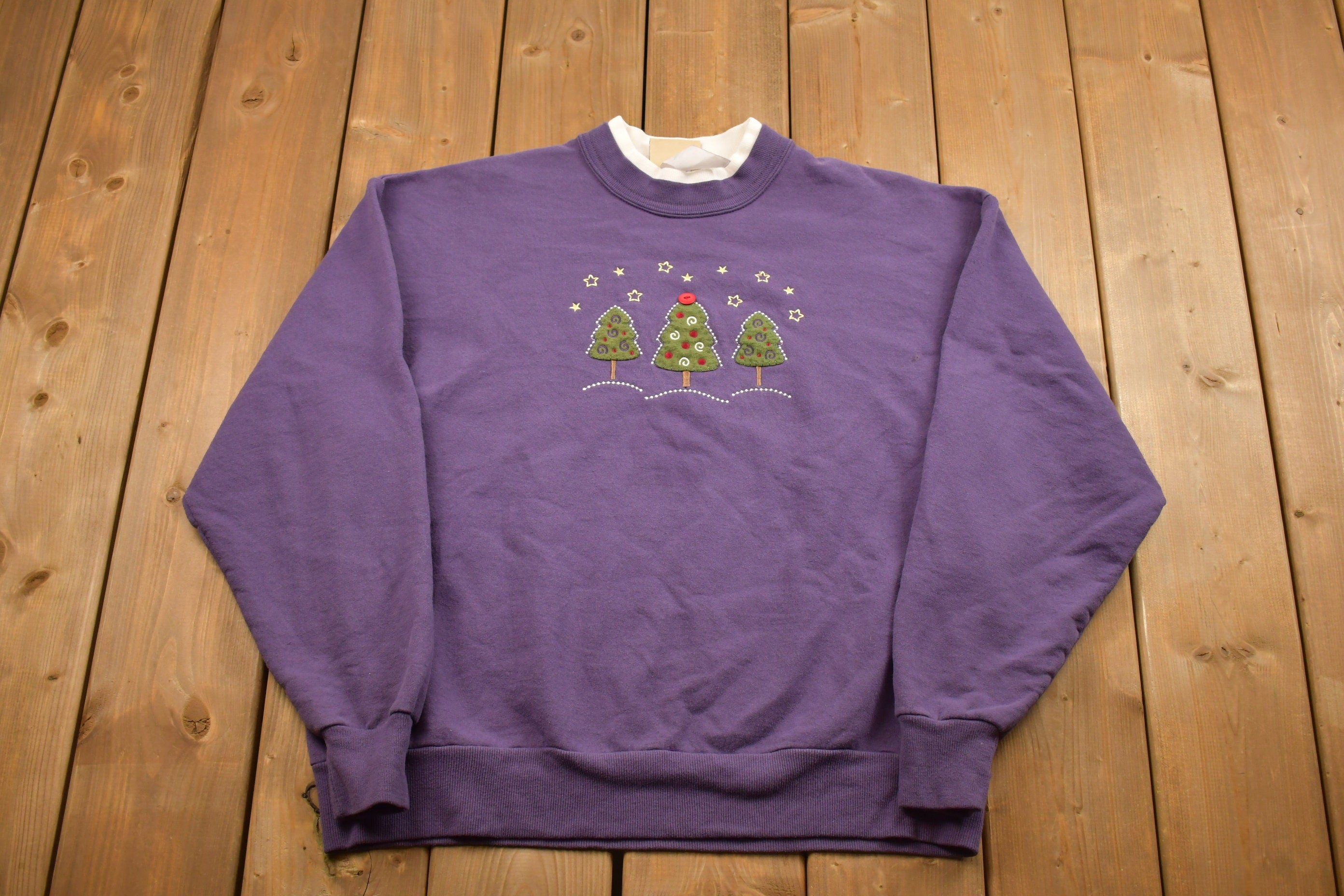 Vintage 1990s Purple Double Collar Christmas Sweater