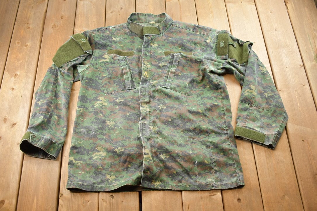 Vintage Military Zip Up Digital Camo Shirt