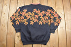 Vintage 1990s Autumn Leaves All Over Print Mockneck Sweater
