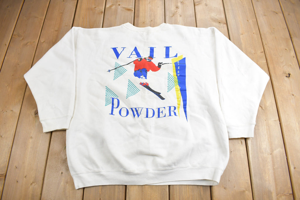 Vintage 1990s Vail Powder Skier Theme Crewneck Sweatshirt
