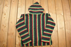 Vintage 1990s Sunspecs Baja Striped Knit Poncho Blanket Hoodie