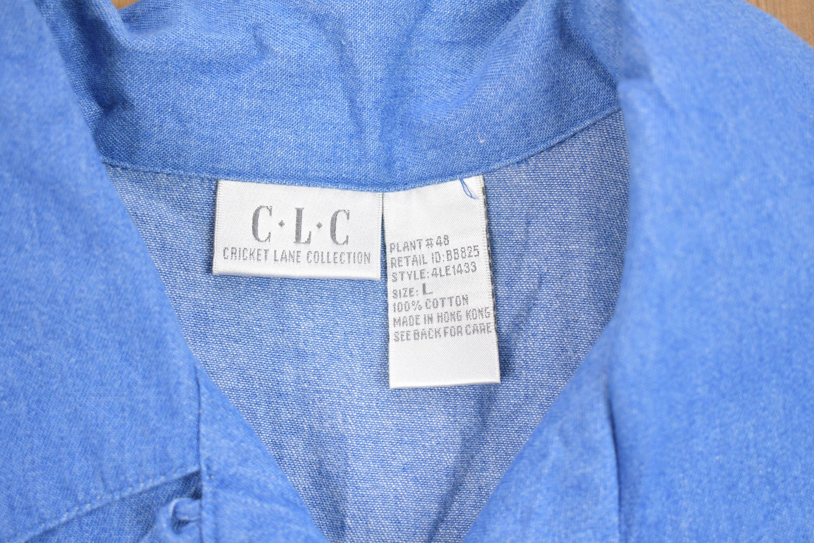 Vintage 1990s Cricket Lane Collection Denim Floral Button Up Shirt