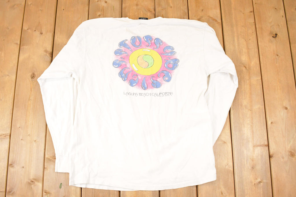 Vintage 1980s Stussy Laguna Beach California Graphic Print Surfing Shirt Men's L