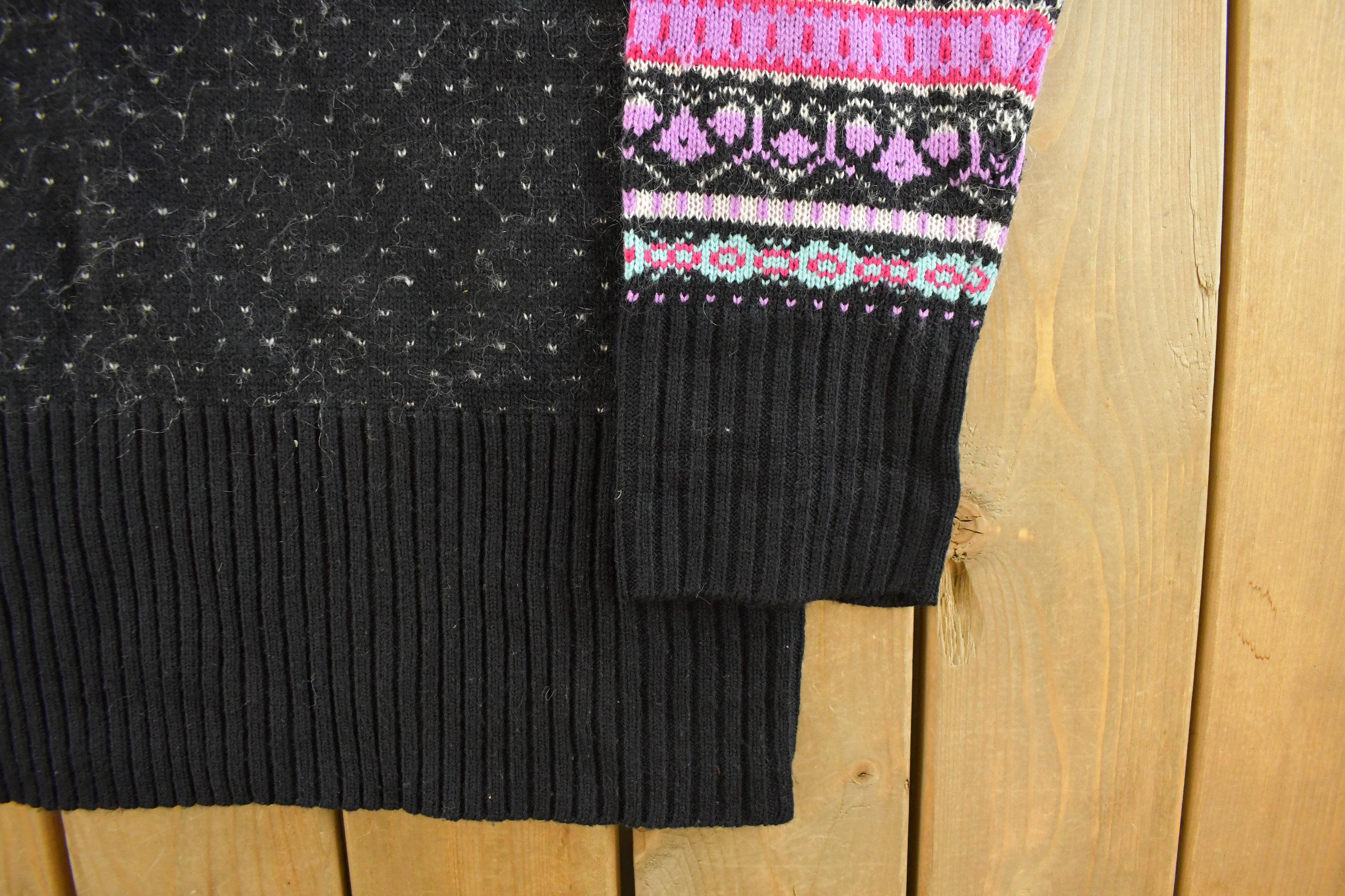 Vintage 1990s Stefano Basics Snowflake Knit Mohair Mockneck Sweater Women's L