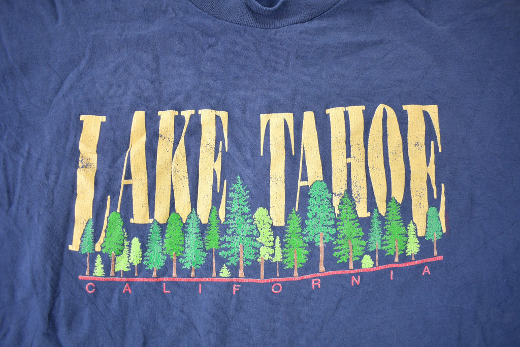 Vintage 1990s Lake Tahoe California Single Stitch Souvenir Travel T Shirt Made In USA