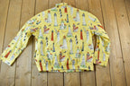 Vintage 1990s Yellow Lighthouse AOP Zip Up Shirt