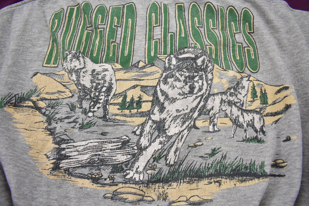 Vintage 1990s Wolves Theme Ruged Classics Crewneck Sweater