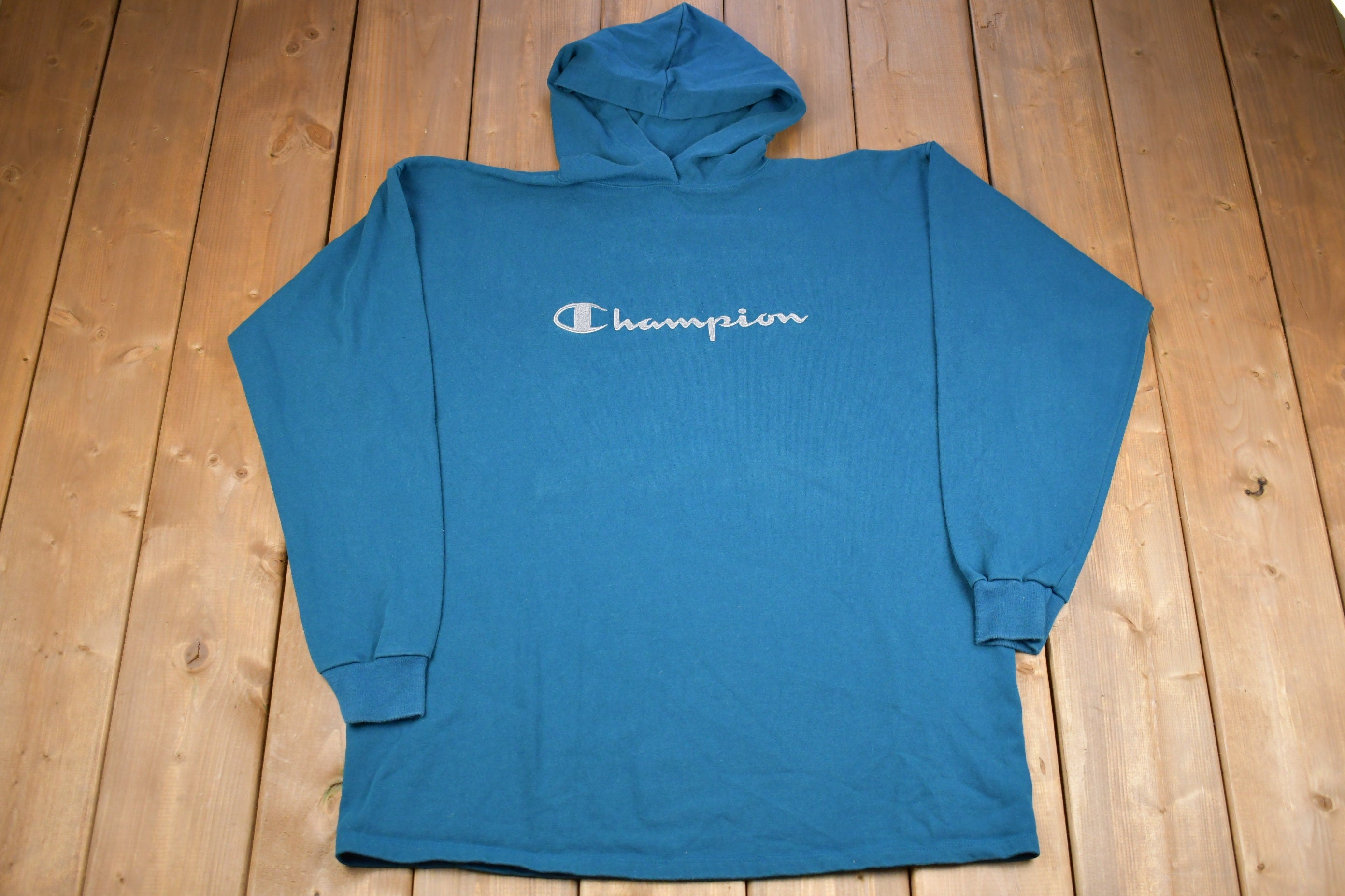 Vintage 1990s Champion Embroidered Made In USA Hoodie Sweatshirt