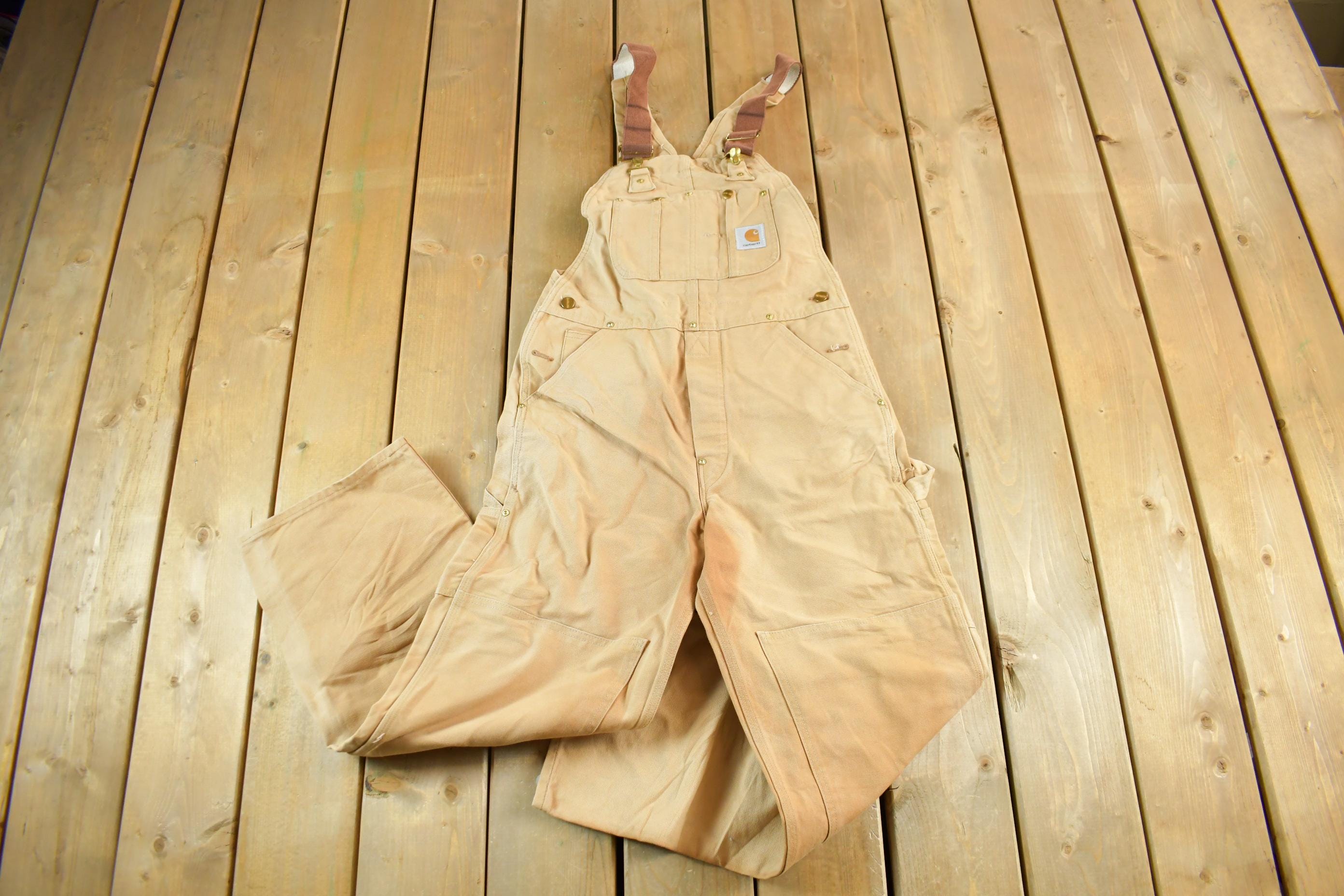 Vintage 1990s Carhartt Double Knee Canvas Overalls Men's Size 32 x 29