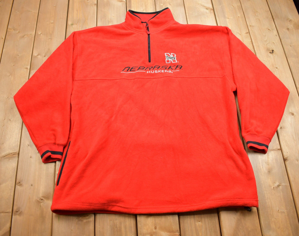 Vintage 1990s NFL Nebraska Huskers Fleece Quarter Zip Up Sweatshirt