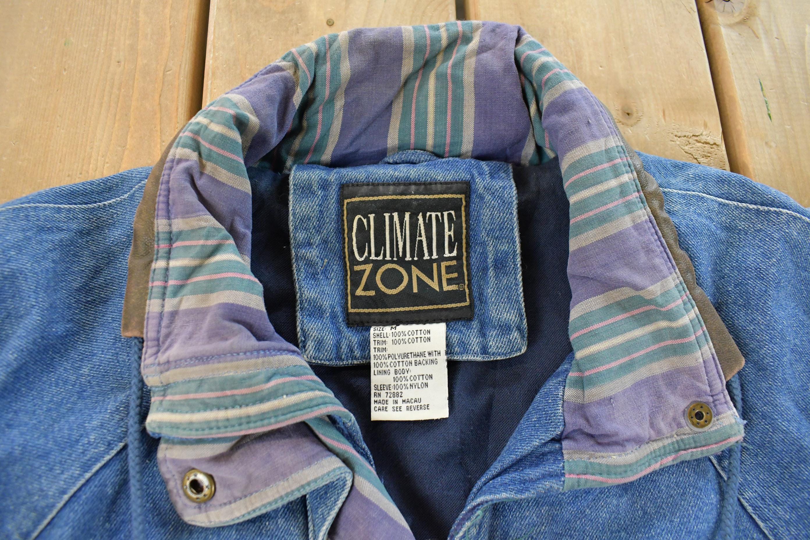 Vintage 1990s Climate Zone Denim Jean Chore Coat Women's Medium