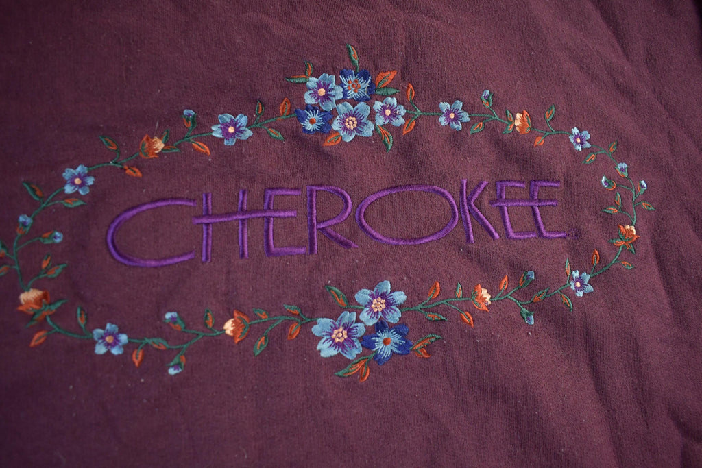 Vintage 1990s Cherokee Embroidered Floral Crewneck Sweatshirt Women's 2X