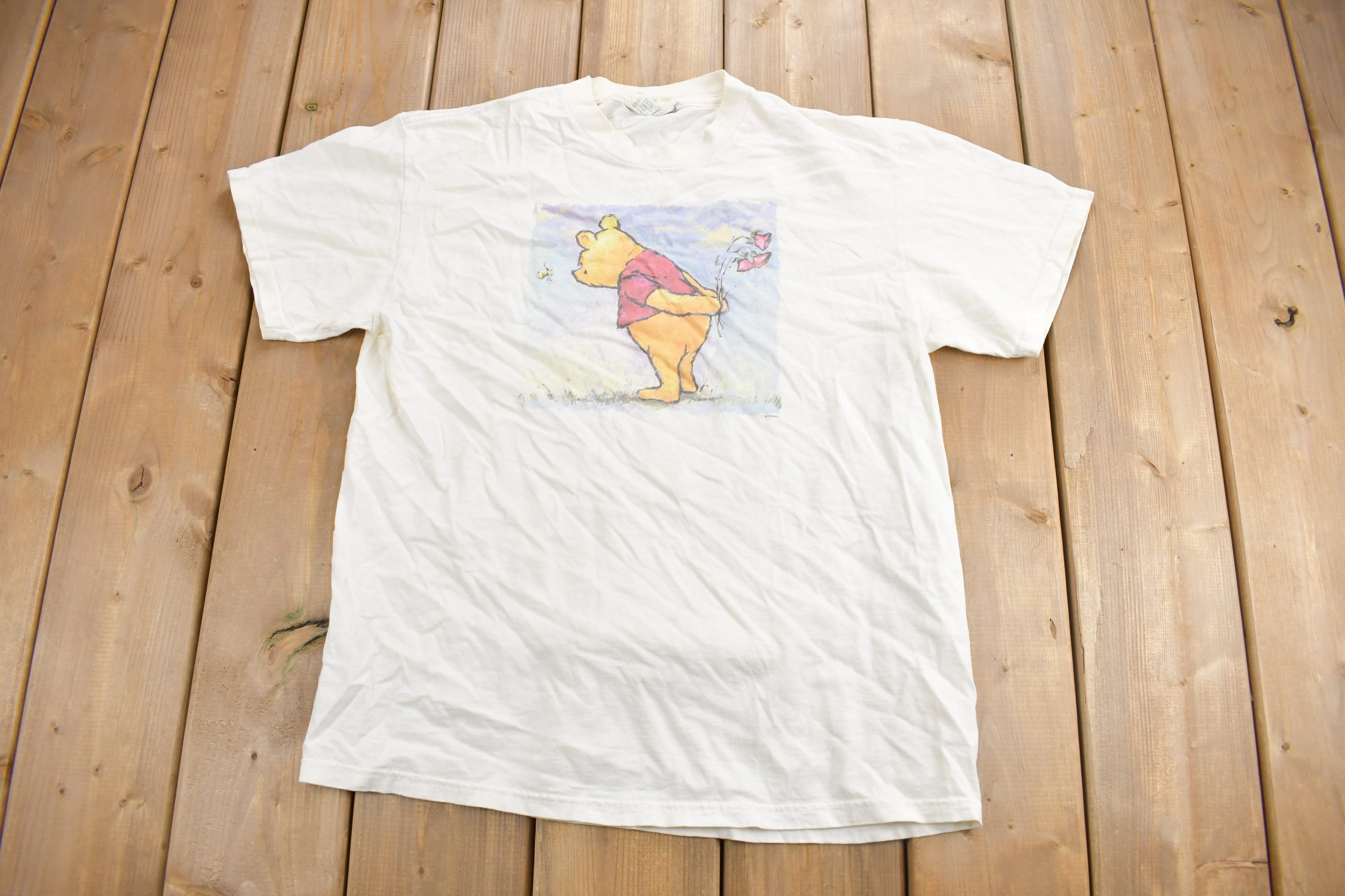 Vintage 1990s Disney Winnie The Pooh Cartoon T-Shirt  90s Graphic Tee  Plant The Earth  Vintage Disney  Made In USA