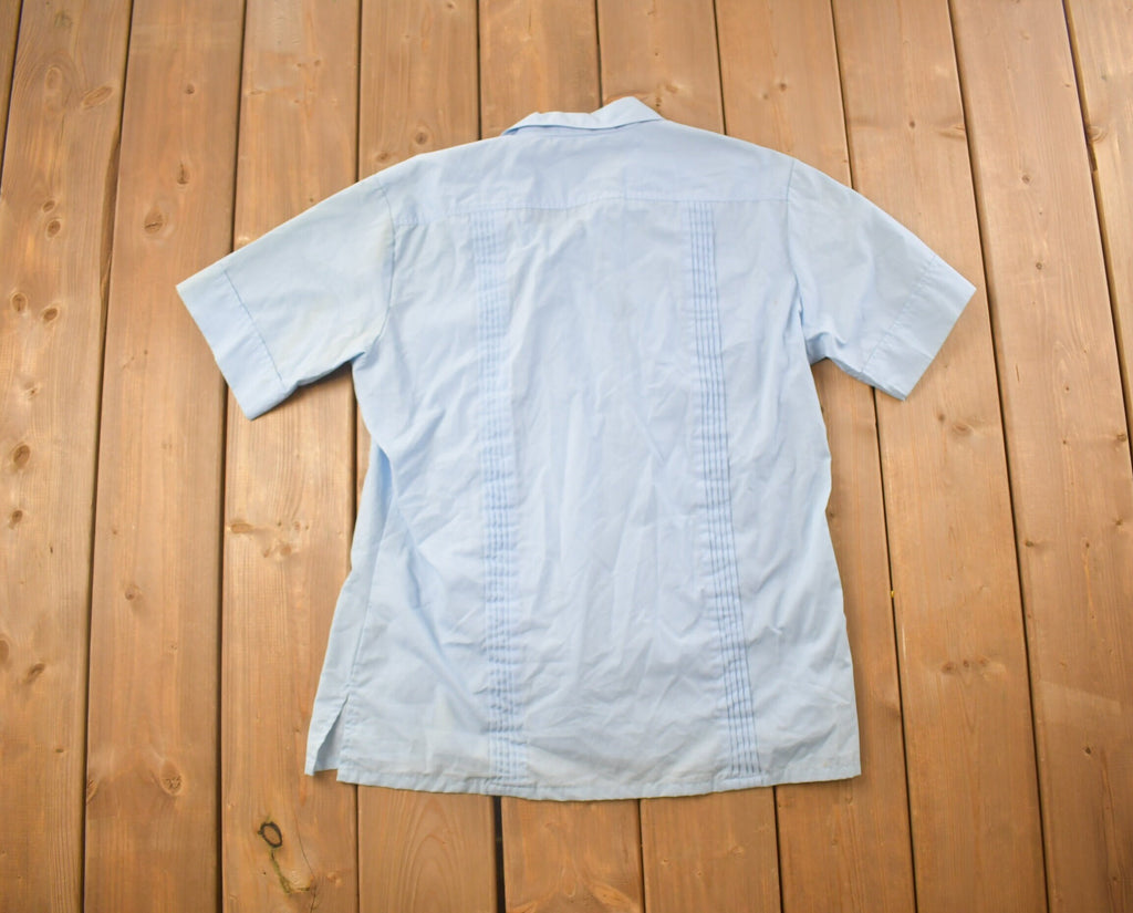 Vintage 1990s Career Club Sportswear Blank Blue Button Up Shirt