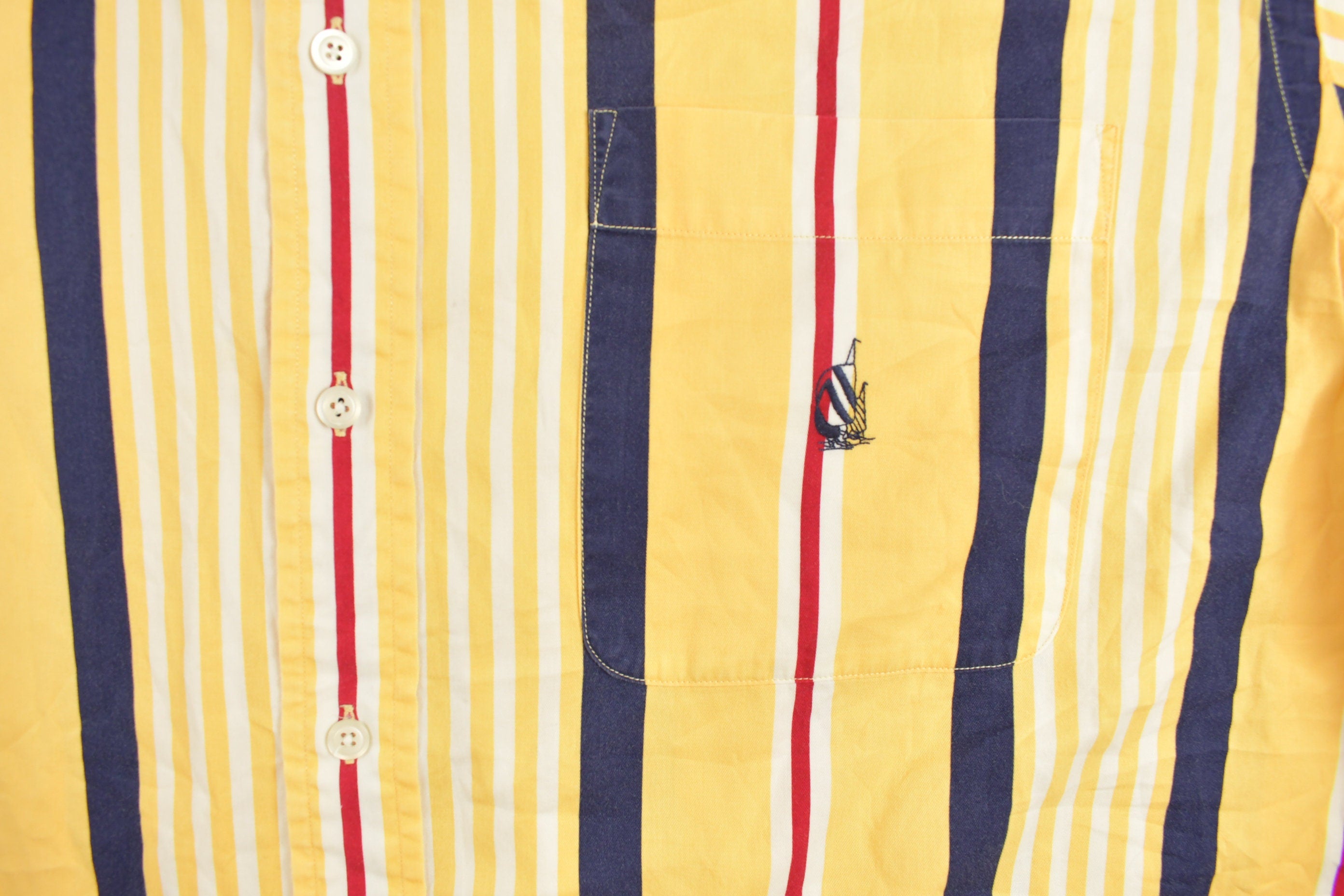 Vintage 1990s Nautica Colorful Striped Button Up Shirt