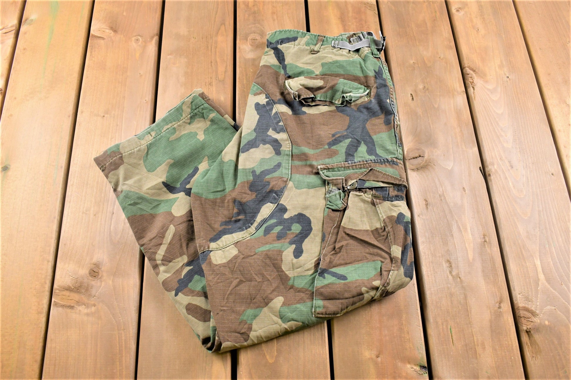 Vintage 2001 Military Woodland Camouflage Cargo Pocket Pants 34 x 28