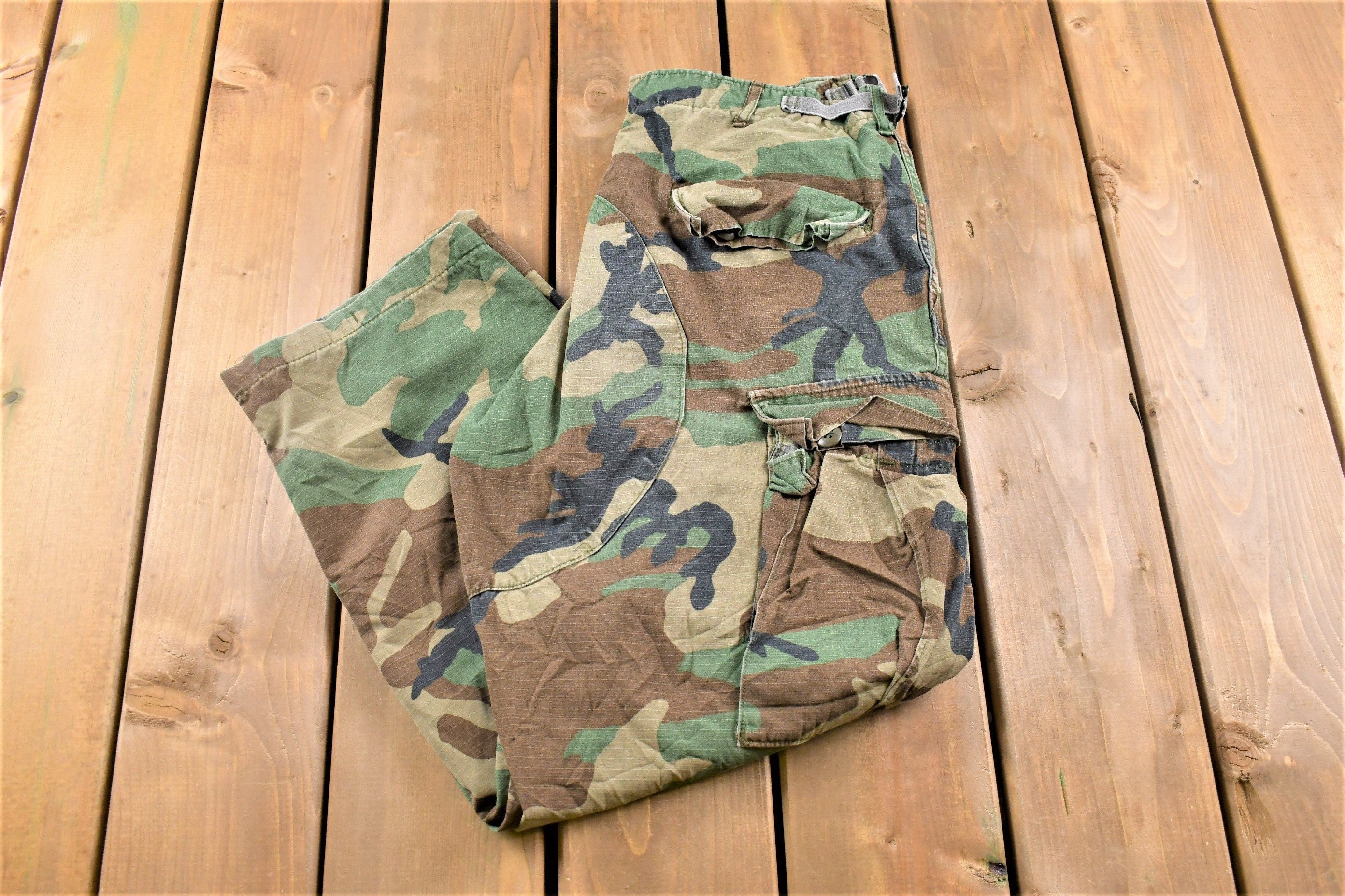 Vintage 2001 Military Woodland Camouflage Cargo Pocket Pants 34 x 28