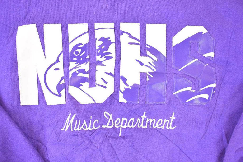 Vintage 1990s NUHS Musov Department Embroidered Collegiate Crewneck Sweatshirt Men's L