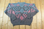 Vintage 1990s Generra Knit Abstract Pattern Crewneck Sweater