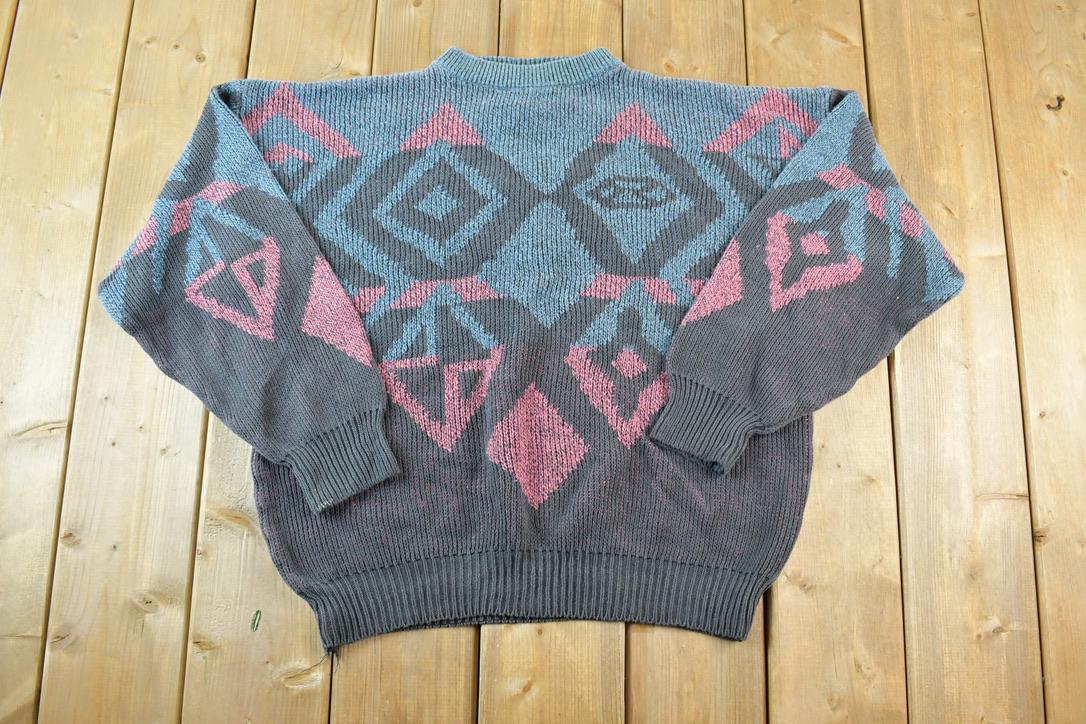 Vintage 1990s Generra Knit Abstract Pattern Crewneck Sweater