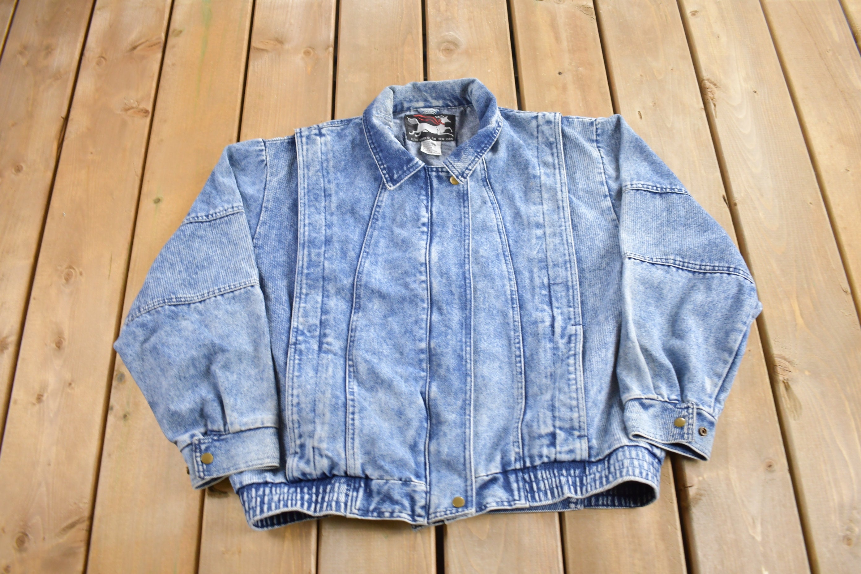 Vintage 1990s Hand Embroidered Horse Graphic Jean Jacket