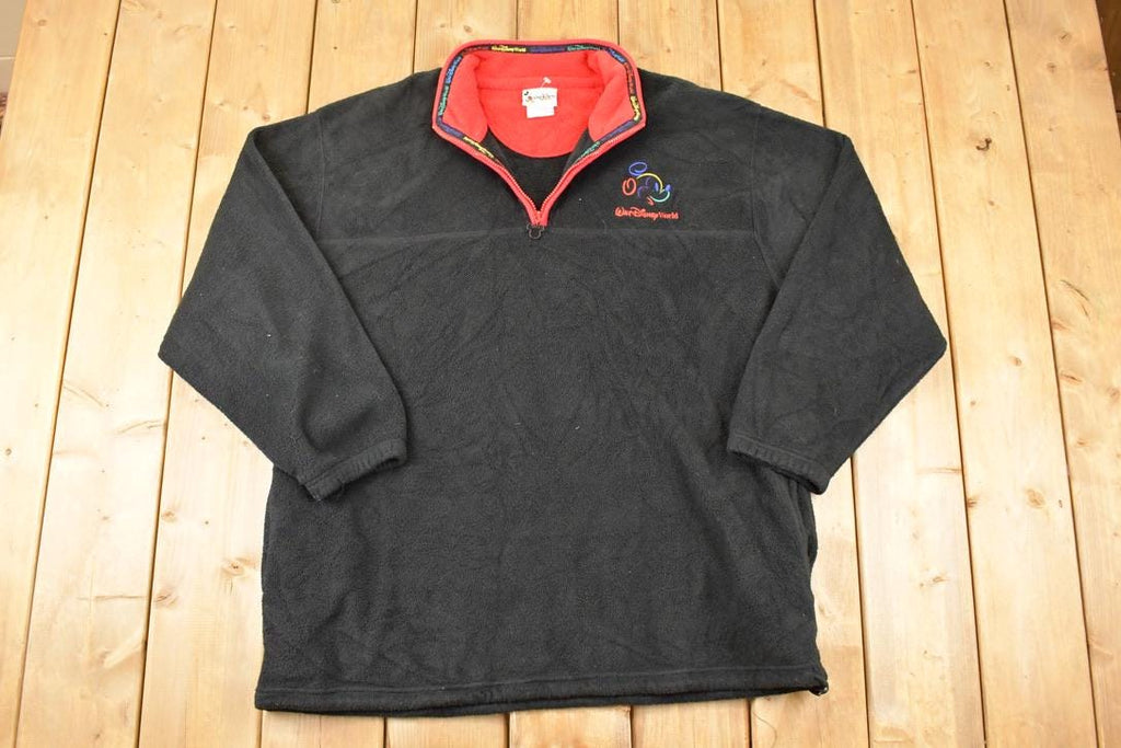 Vintage 1990s Walt Disney World Quarter Zip Fleece Sweater Men's XL