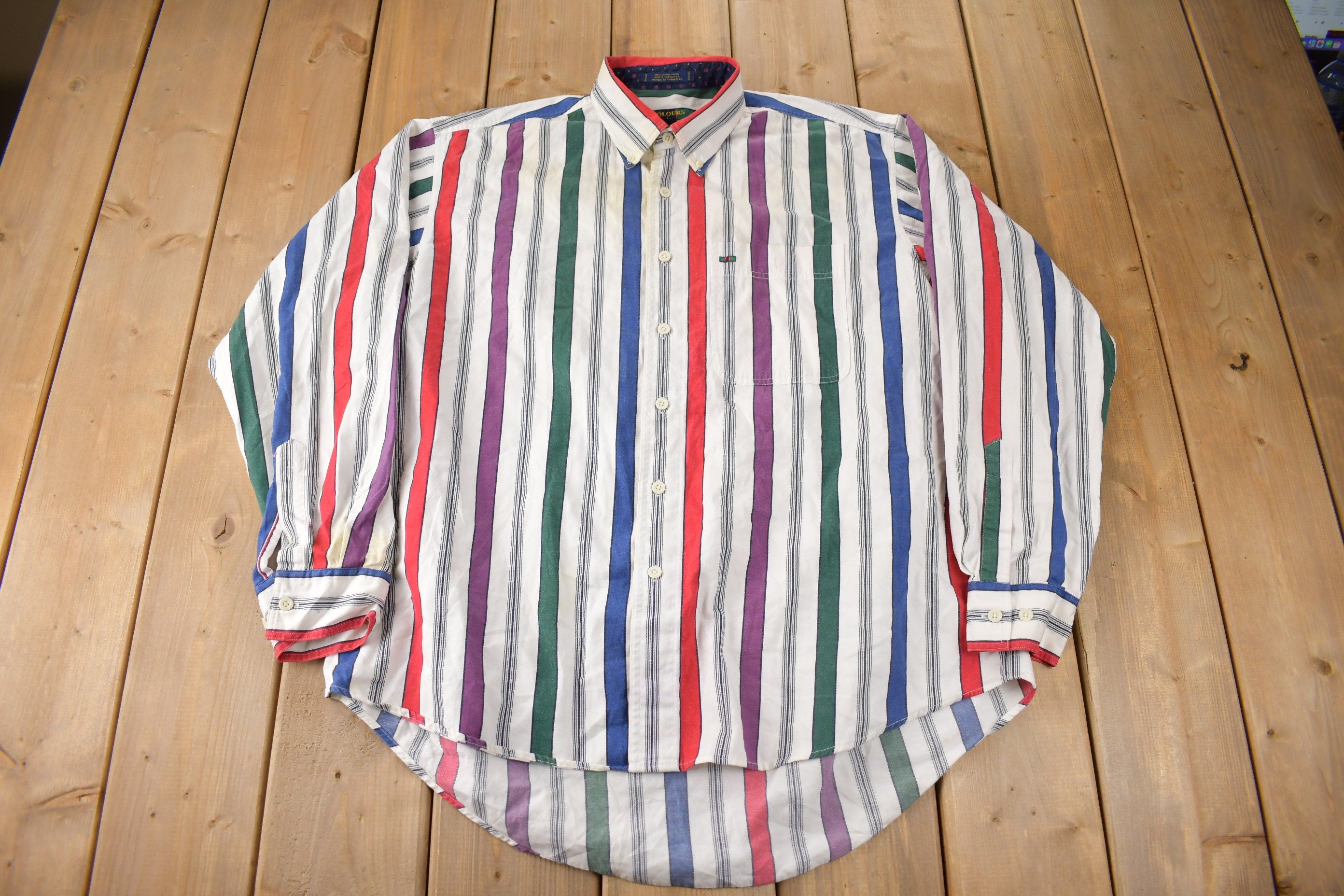 Vintage 1990s Alexander Julian Colours Button Up Striped Shirt