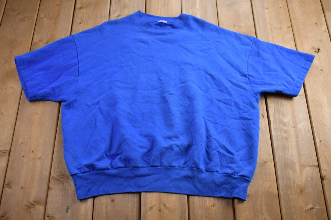 Vintage 1980S Blank Boxy Short-sleeve Crewneck Sweatshirt