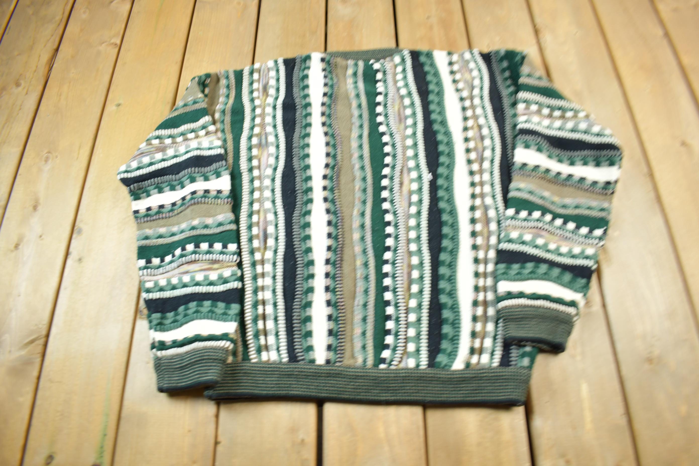 Vintage 1990s Protégé 3D Coloured Cable Knit Crewneck Sweater