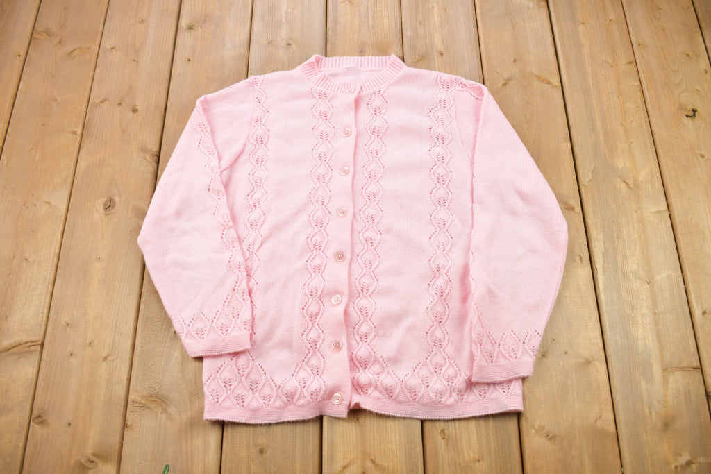 Vintage 1990s Knitted Cardigan Sweater / Vintage Cardigan / Button Up / Abstract Pattern / Grandma Sweater