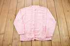 Vintage 1990s Knitted Cardigan Sweater / Vintage Cardigan / Button Up / Abstract Pattern / Grandma Sweater