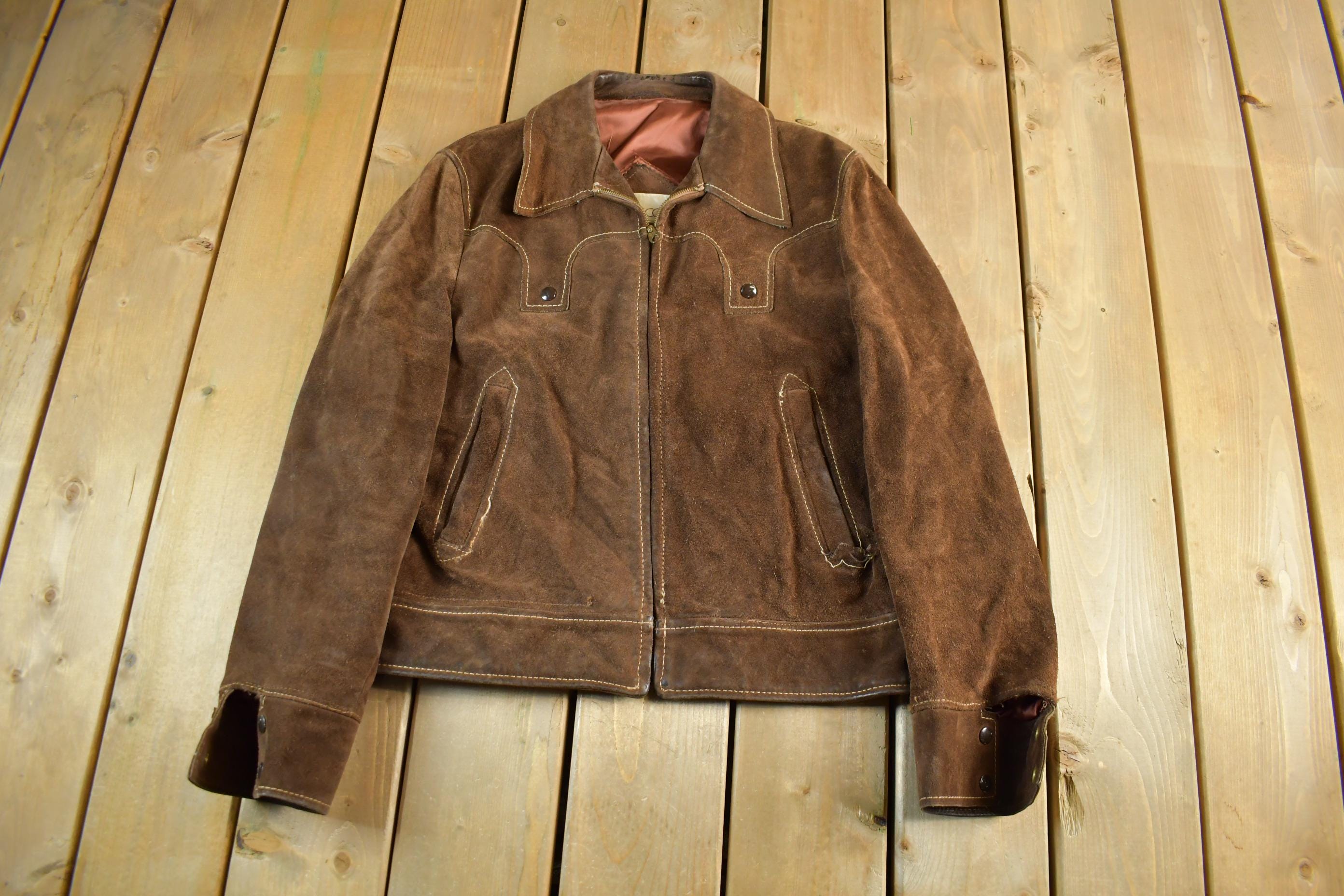 Vintage 1980s Cresco Suede Leather Jacket Adult Small
