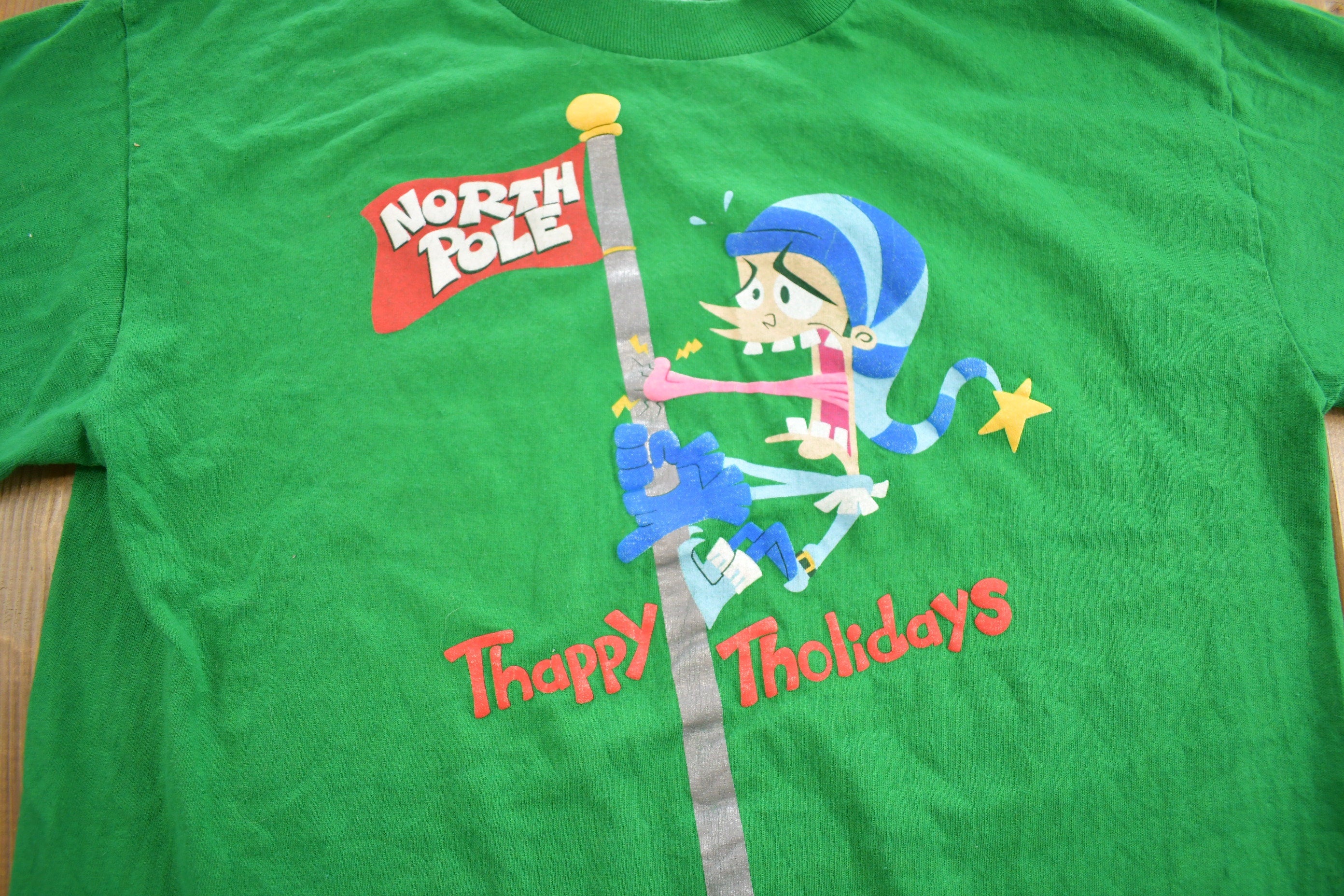 Vintage 1990s North Pole Thappy Tholidays Joke T Shirt Made In USA