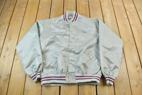 Vintage 1990s Jim 7 Dons School Of Fishing Snap Button Satin Jacket Made In USA