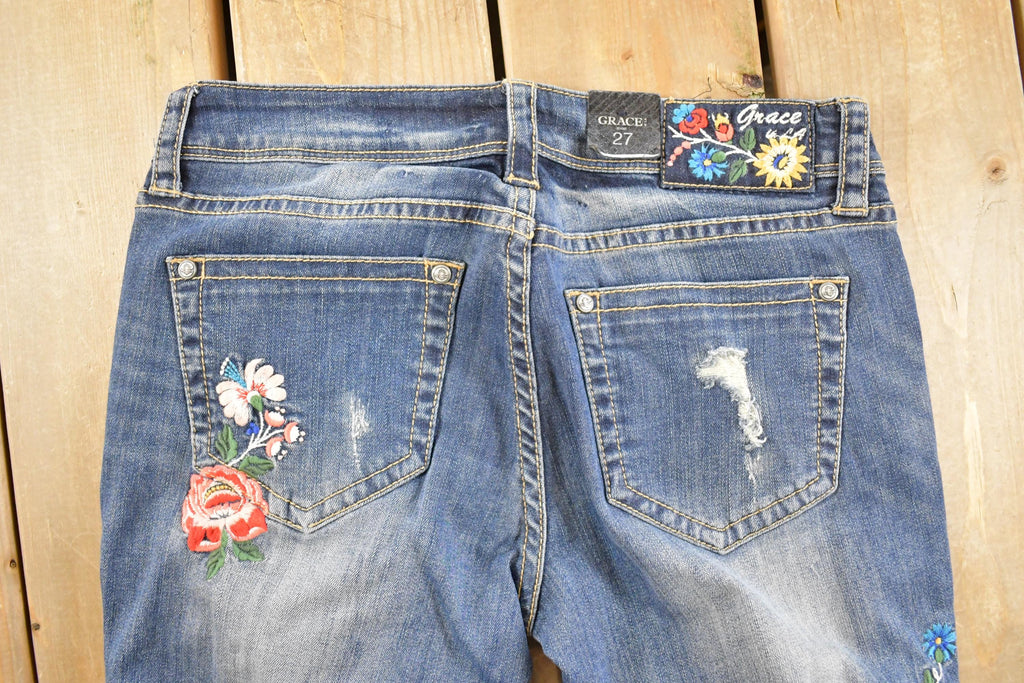 Vintage Deadstock Y2K Grace LA Bedazzled Low Rise Jeans Women's Size 27 x 32