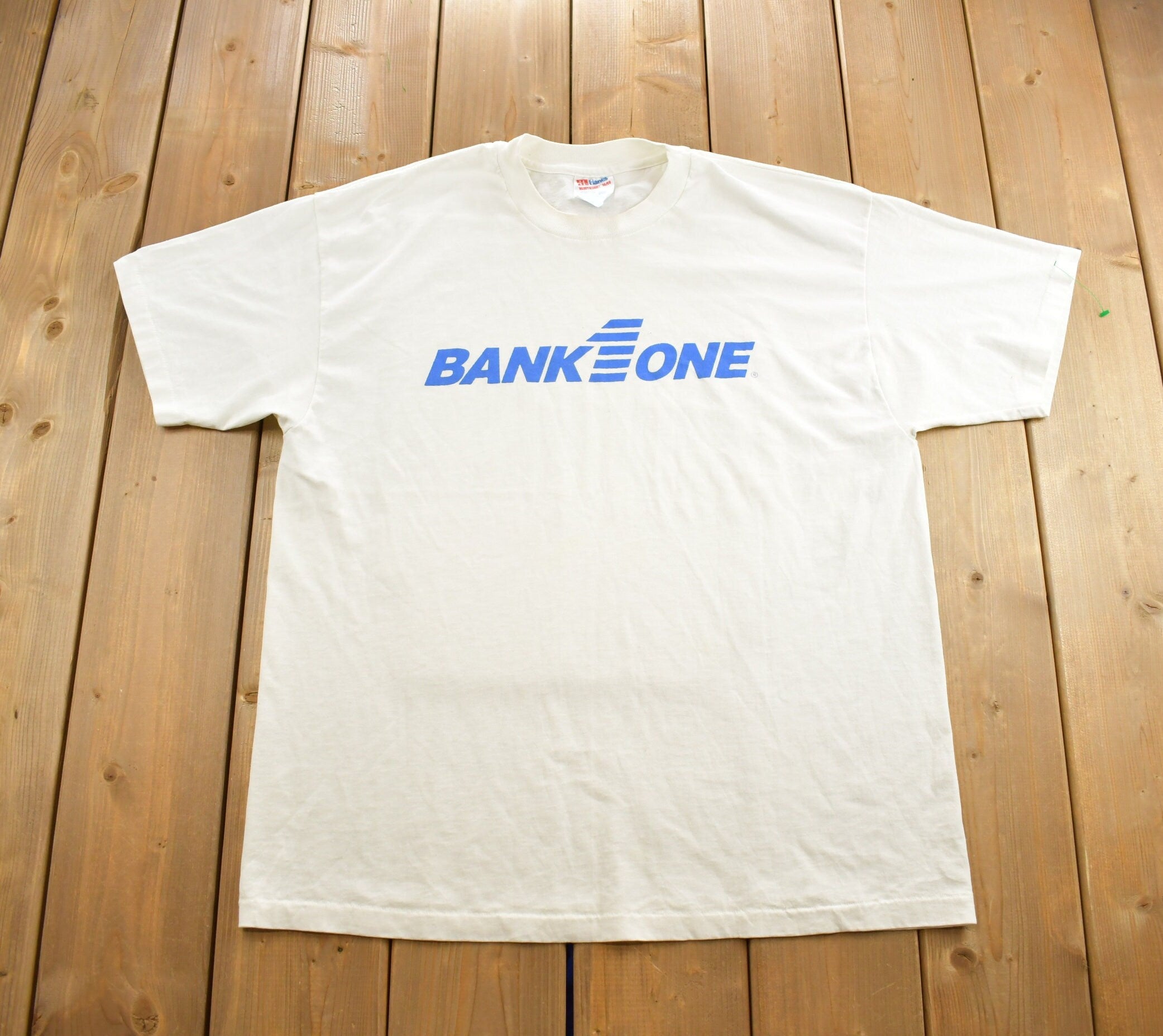 Vintage 1990s Bank One Hanes Single Stitch Graphic T Shirt Made In USA