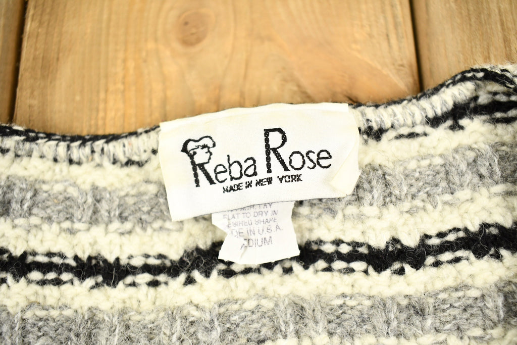 Vintage 1990s Reba Rose Knitted Striped Cardigan Sweater